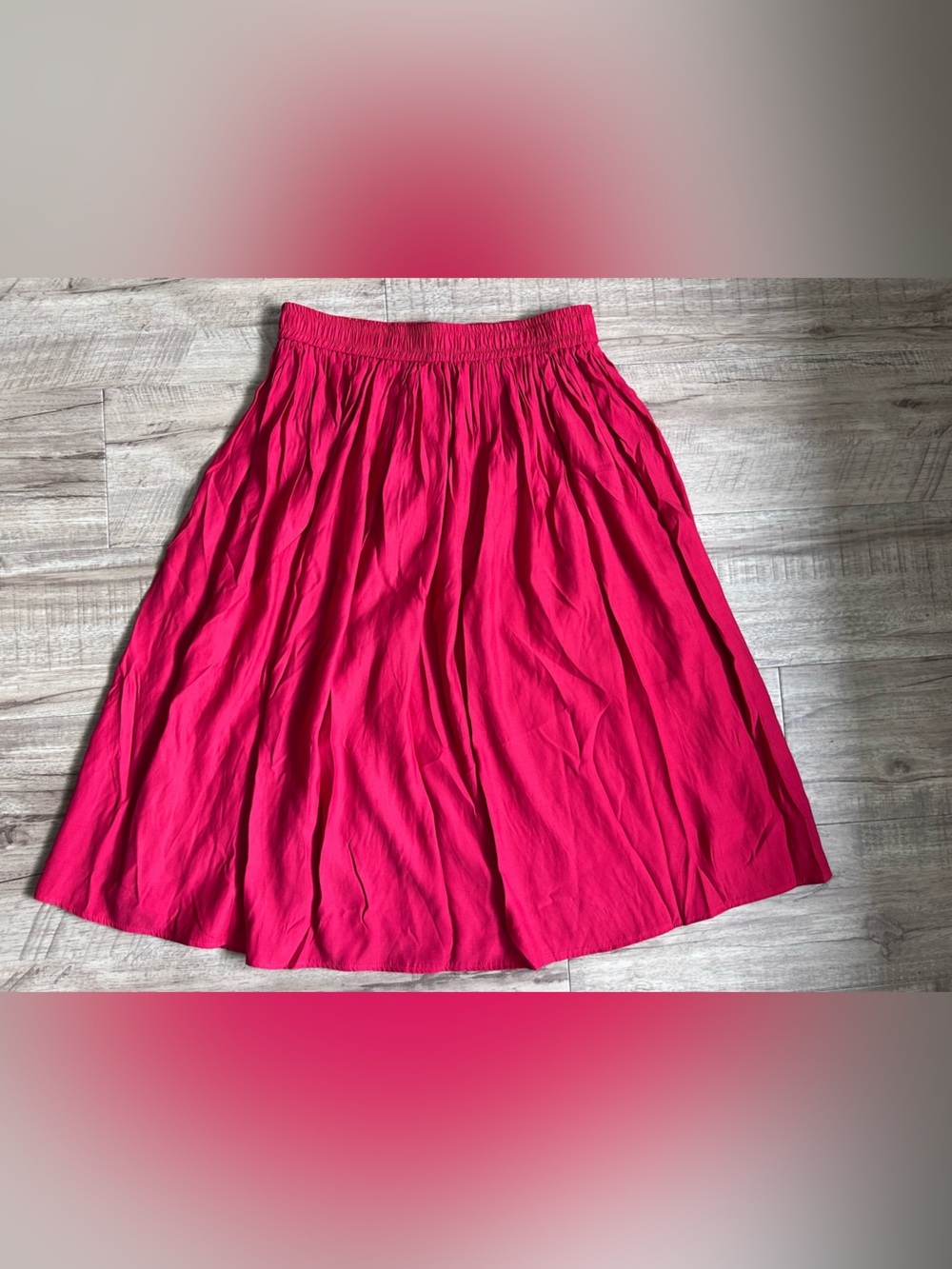 FRNCH Bright red A-Line Midi Skirt flowy summer party beach vacation